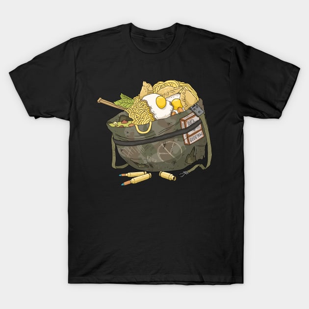 vietnam war helmet with food. T-Shirt by JJadx